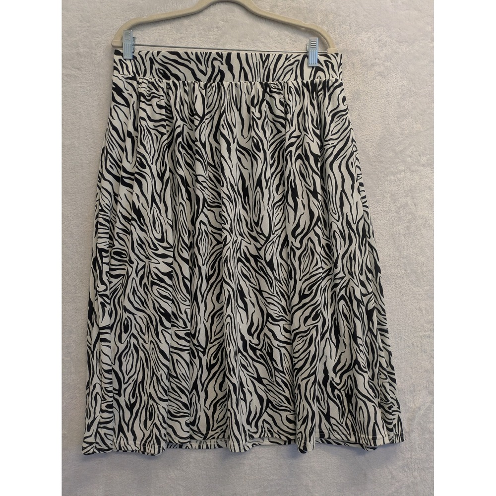 Leota Zebra Print Midi Skirt Elastic Waist XLarge
